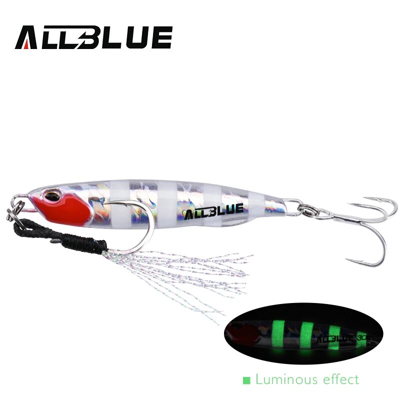 ALLBLUE DRAGER SLIM Metall Casting Jig Löffel 20G 30G 40G 60G Shore Drag Cast Jigging Seebarsch Köder Künstliche Köder Angelgerät