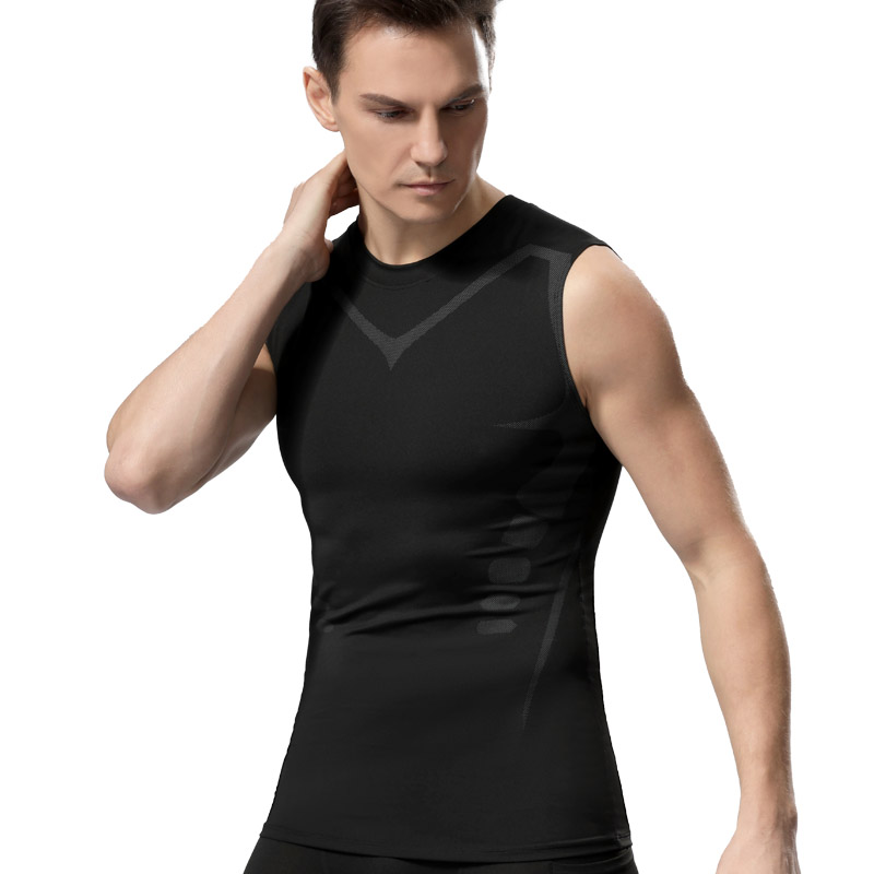 Kompression Tank Top Männer Gym Shirt Ärmel Quick Dry Druck Sportswear Männlichen Fitness Bodybuilding Weste Workout Muscle Top
