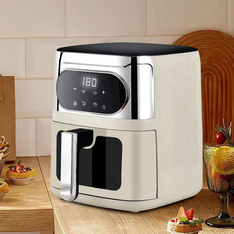 6L 1200W Luchtfriteuse-oven met groot raam Intelligente timing Elektrische slimme luchtfriteuse met touchscreenbediening