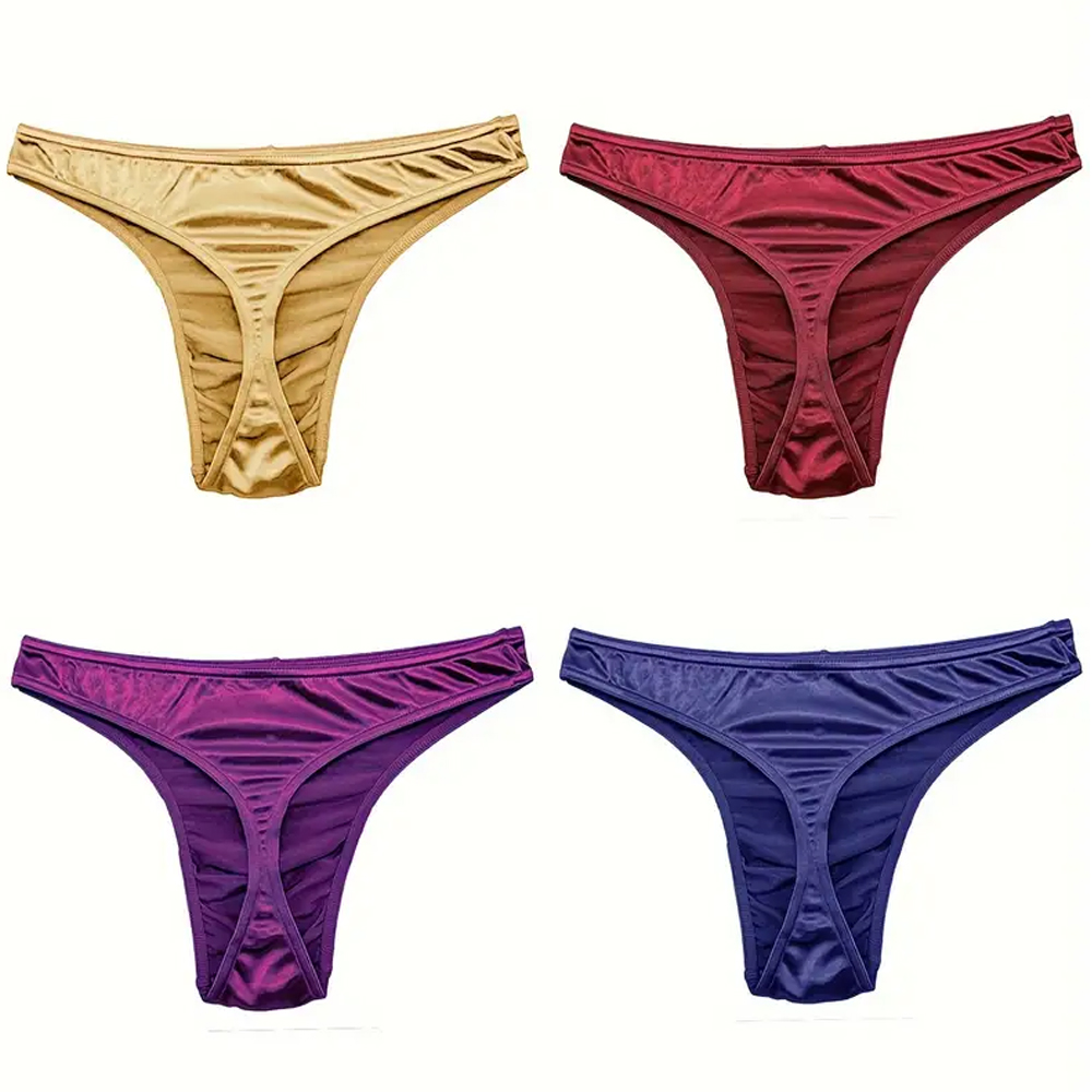Seksowna bielizna męska gejowskie stringi bielizna Sissy stringi oddychające T-Back niski wzrost satynowe jedwabiste stałe SMLXL2XL3XL