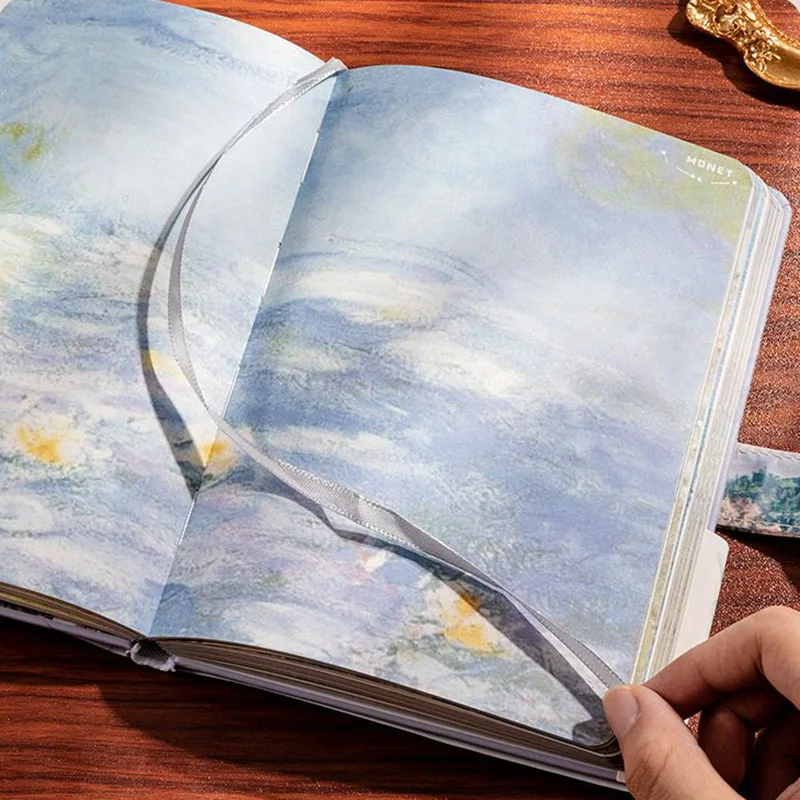 Beautiful Retro Notebook Classic Design Monet Oil Painting Color Page Illustration Hardcover Diary Student Notepad