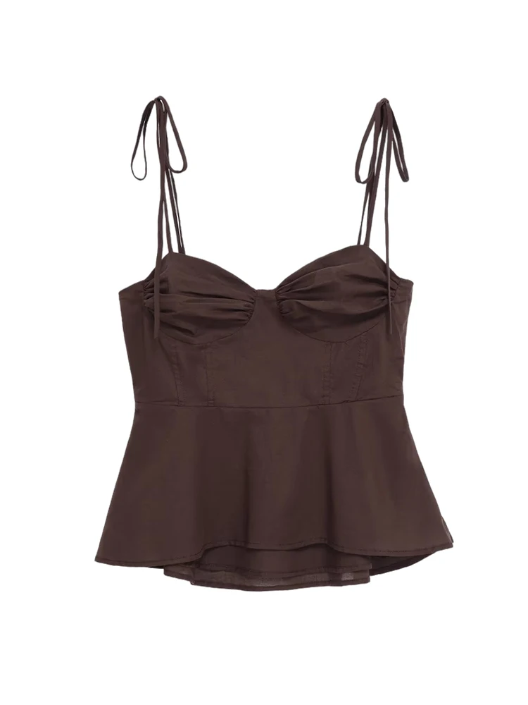 Tops bustier assimétricos para mulheres, decote em coração, alças finas amarradas, zíper lateral, camis femininos, moda sexy