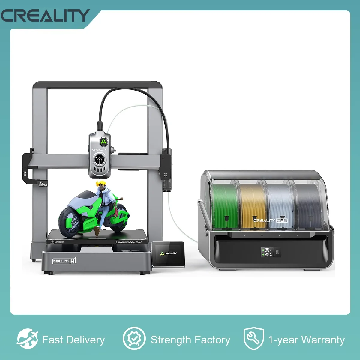 Creality Hi Combo 3D-printer met 500 mm/s 12000 mm/s2 maximale versnelling Snelle afdruksnelheid Automatische bednivellering Nieuwe CFS 16 kleuren