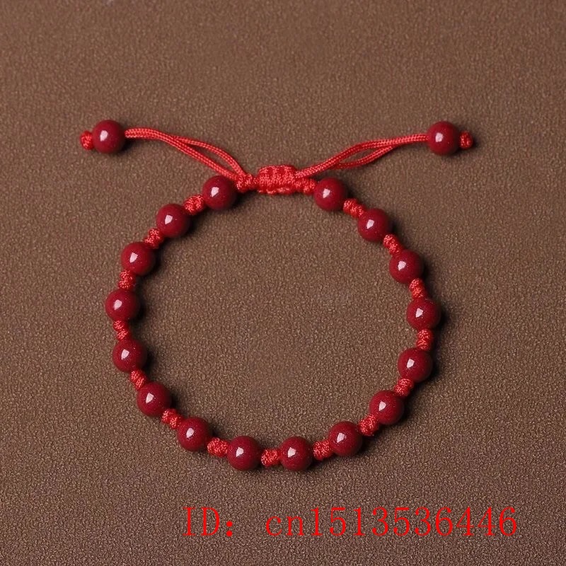 Maßgeschneidertes natürliches rotes Zinnober-Armband mit 6 mm Perlen, Jade, rund, Handweberei, Schmuck, Mode, Mann, Frau, Glücksamulett, neu