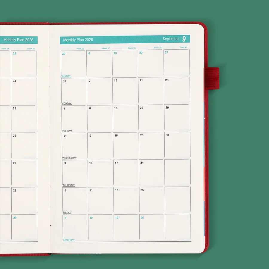 2026 A5 Textured PU Portable Agenda Book English Calendar Book Notepads Creative Daily Planner Reminder Desktop Date Calendar