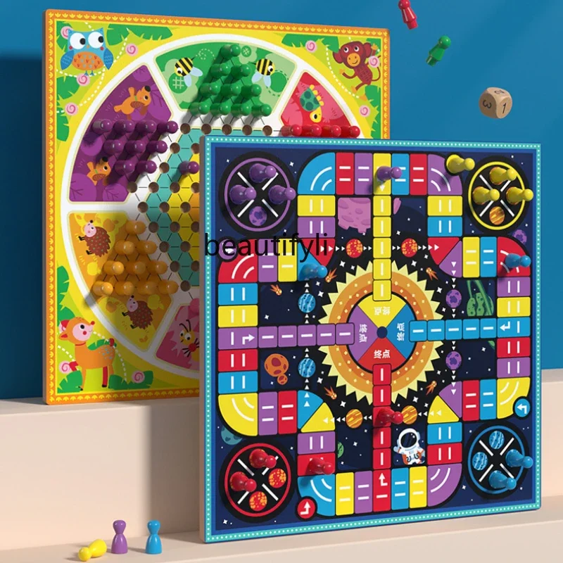 子供と親のための2in 1チェスボードゲーム,教育的でインタラクティブなおもちゃ