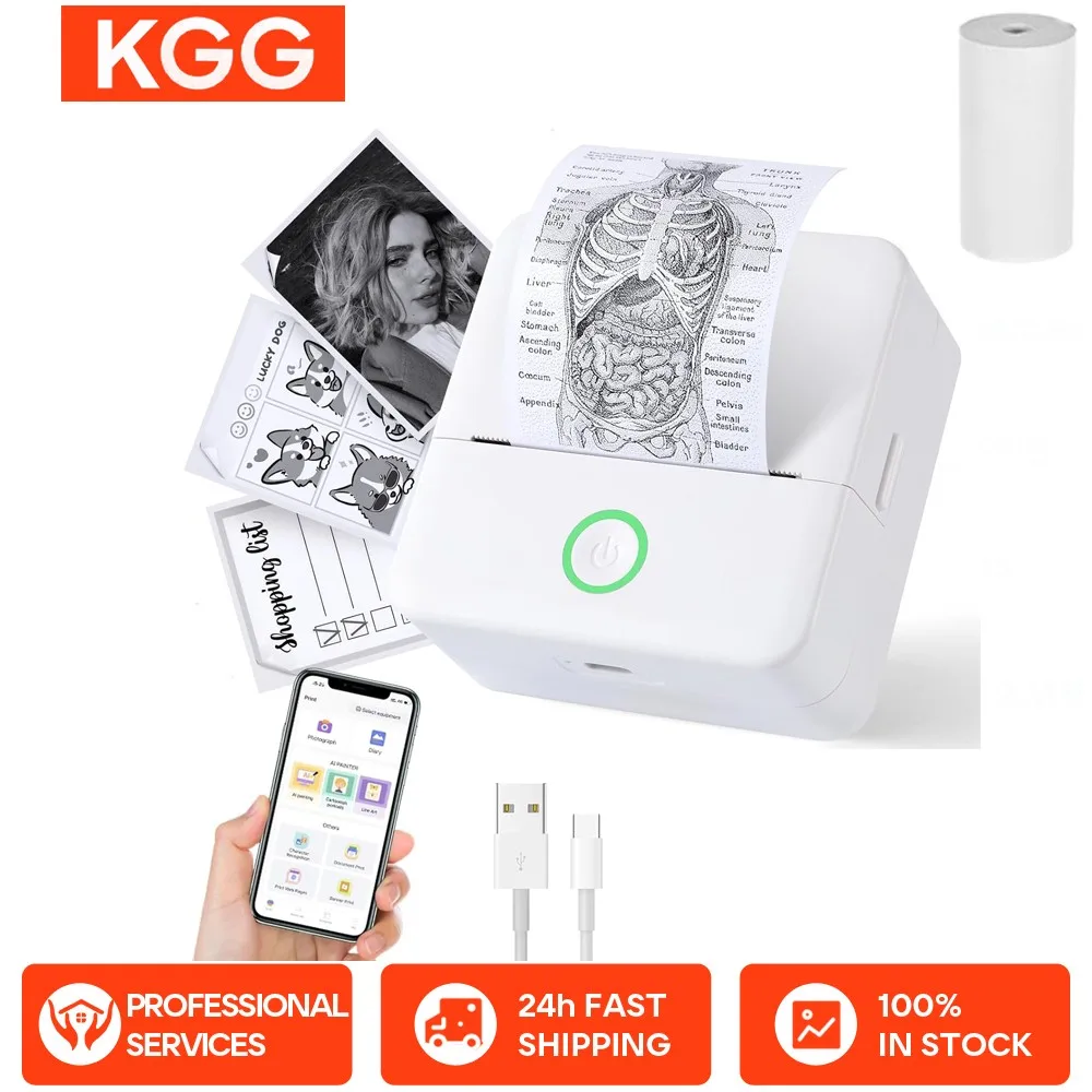 Miniprinter, inktloze stickermaker, gratis gesneden kleine zakprinter, draagbare thermische printer voor fotodagboeknotities Memo