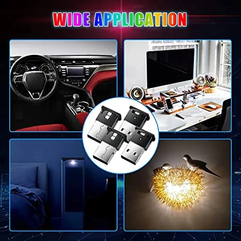 Mini USB ไฟ LED รถ Auto ภายในบรรยากาศไฟฉุกเฉิน RGB Auto สีสันโคมไฟตกแต่งอุปกรณ์เสริมรถยนต์