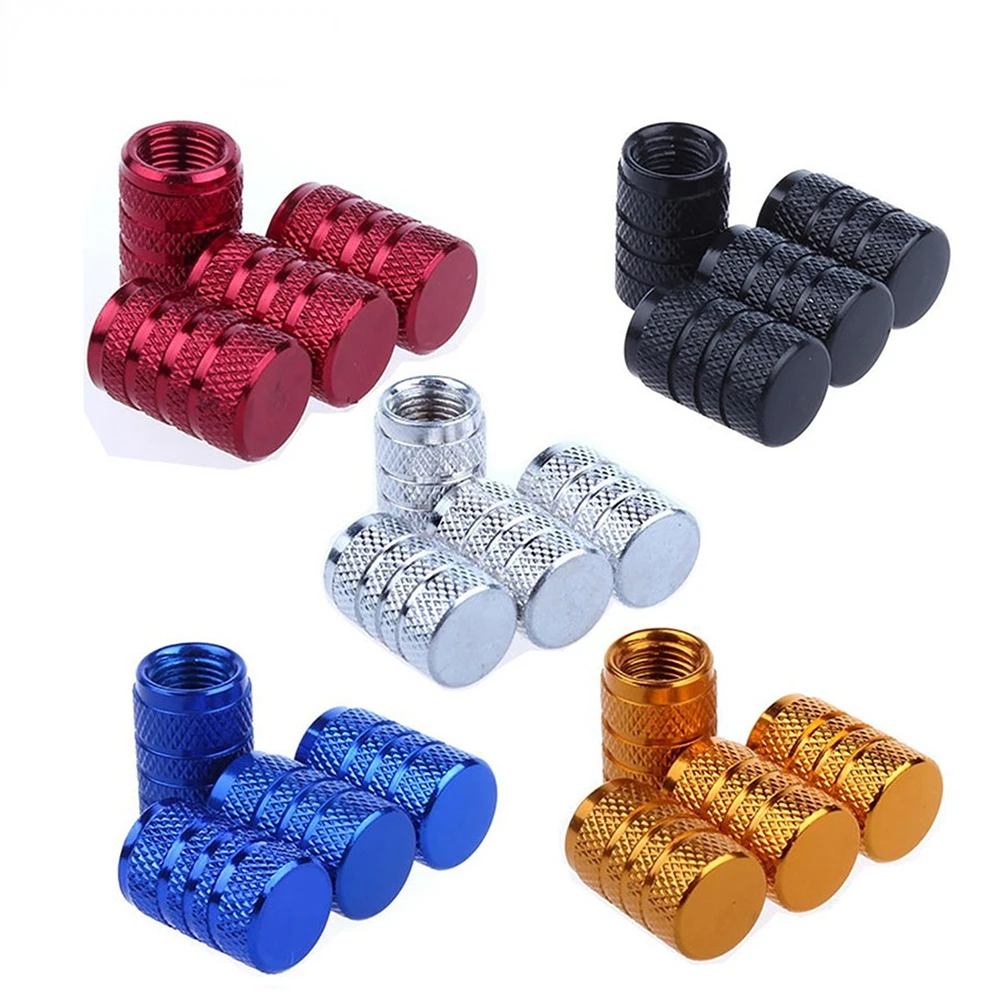 4 Uds. Tapas de válvula de neumático estilo moleteado, tapas de válvula de aire de vástago de rueda de bicicleta de coche de aluminio y plata, accesorio de tapa de presión de neumático