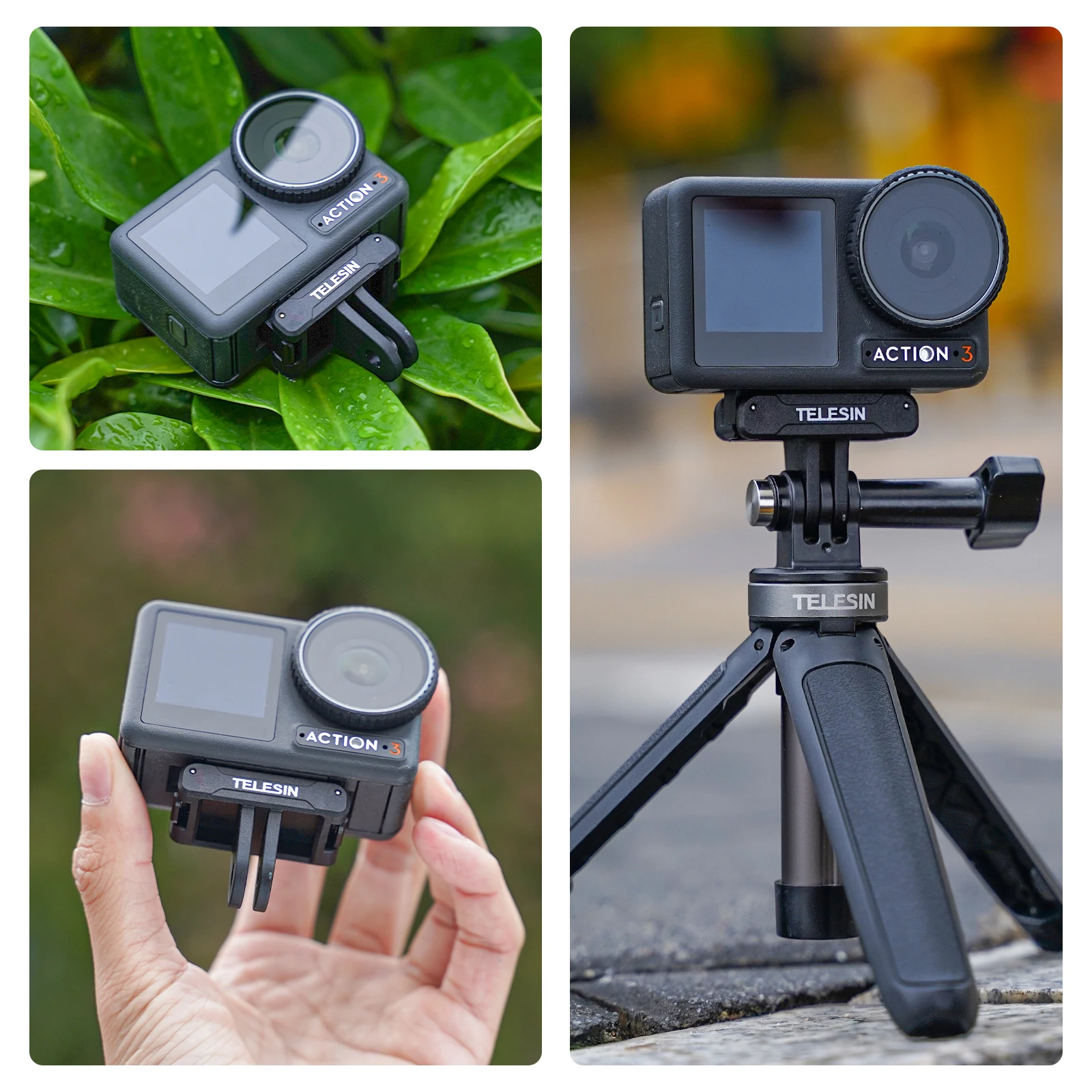 TELESIN Magnetic Two Claw Adapter Action Camera Accessories For DJI OSMO Action 3 4 Adapter