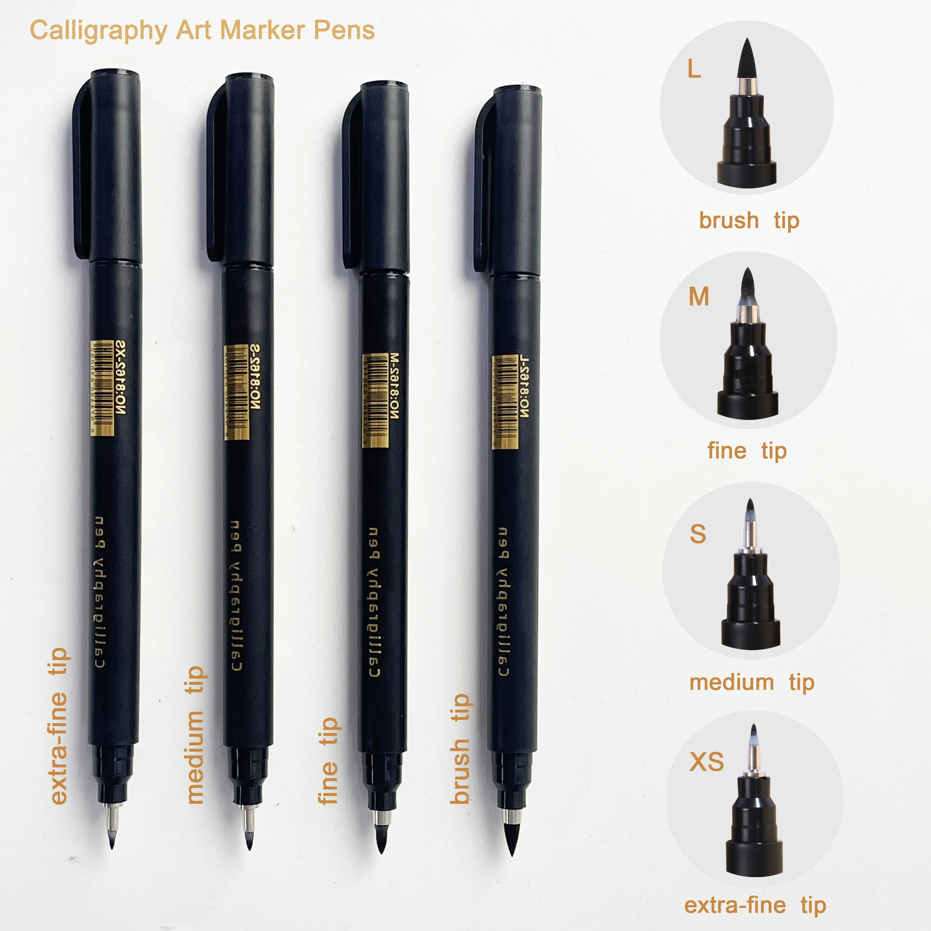4 Uds. Rotuladores de arte de caligrafía, pincel artístico como regalo para suministros artesanales, escritura artística, suministros escolares de oficina, papelería para estudiantes