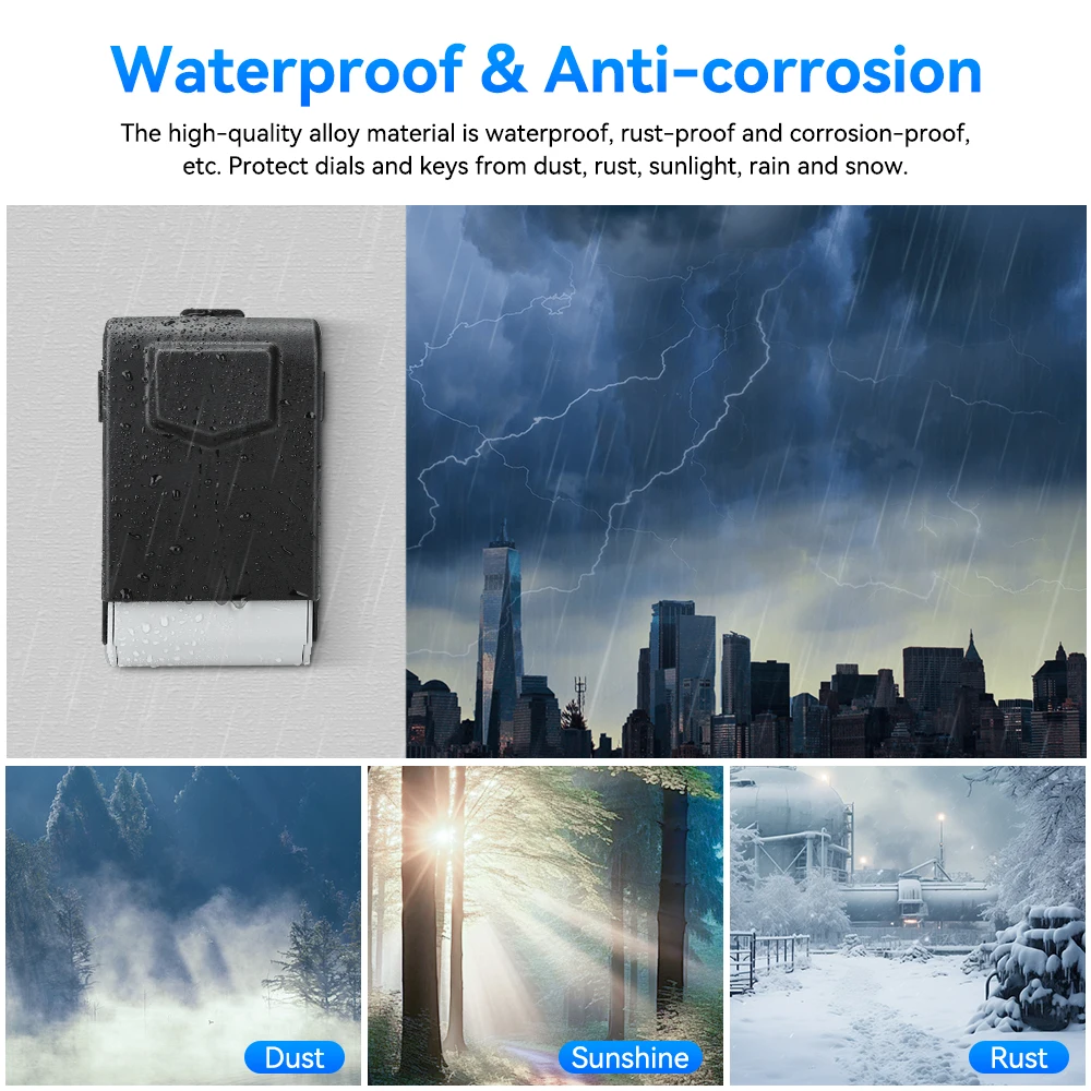 Awapow Metal Password Key Box With Led Light Wall Mounted Large Capacity 4 Digits Storage Keybox Waterproof Anti Theft Safe Box