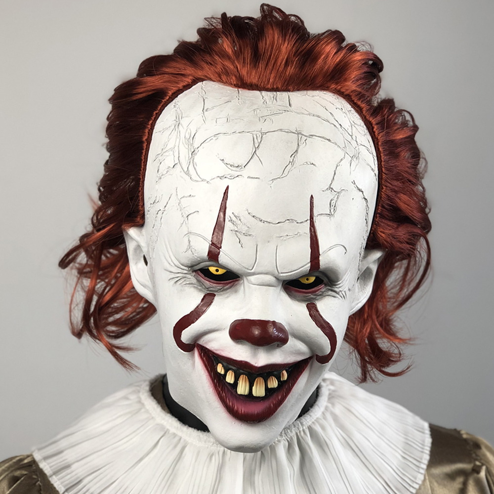Przerażający Pennywise Joker maska Cosplay Horror zły demon Clown zabójcy lateksowy kask Halloween karnawał kostium imprezowy rekwizyty prezenty