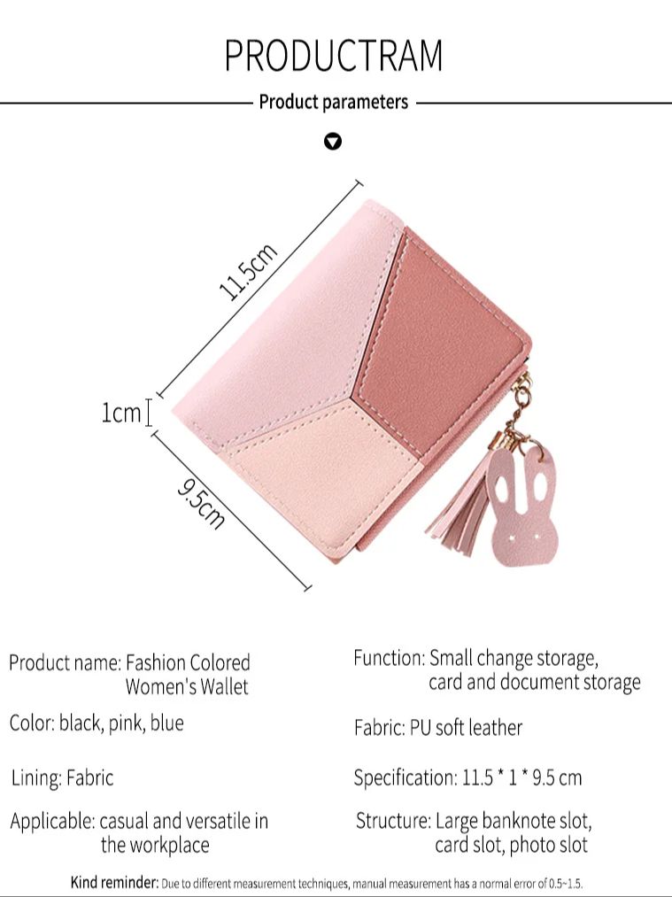 Portafoglio da donna alla moda Portamonete con cerniera Portamonete corto da donna Borsa in pelle patchwork Porta carte femminile Portafoglio Custodia per telefono