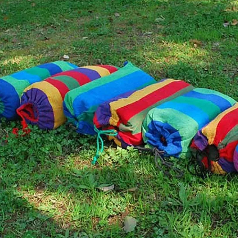 New Sale Ultralight Camping Hammock with Backpack Rainbow Outdoor Leisure Portable Hammock Canvas Hammocks