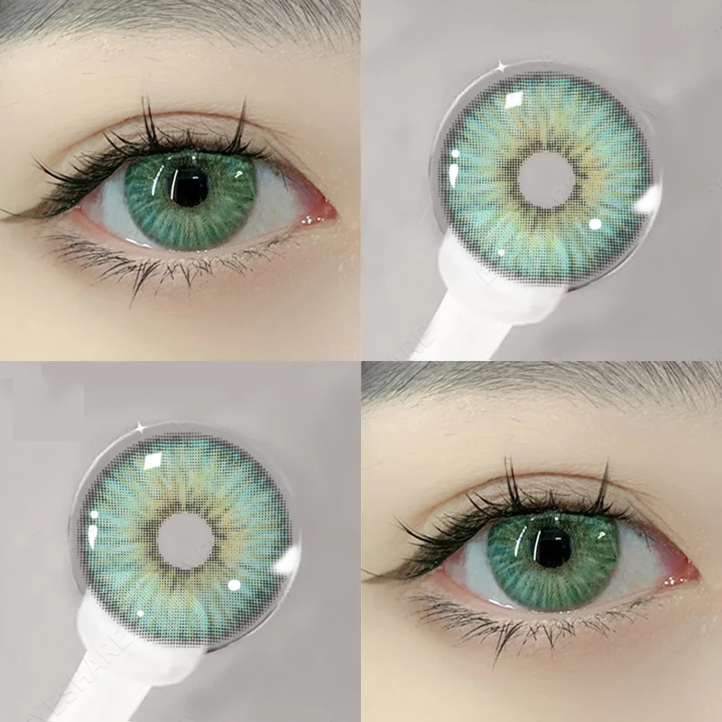 คอนแทคเลนส์สี2ชิ้นเลนส์วงกลมสีนักเรียนเลนส์สีเขียวม่านตาตามใบสั่งแพทย์ประจำปีสีธรรมชาติ