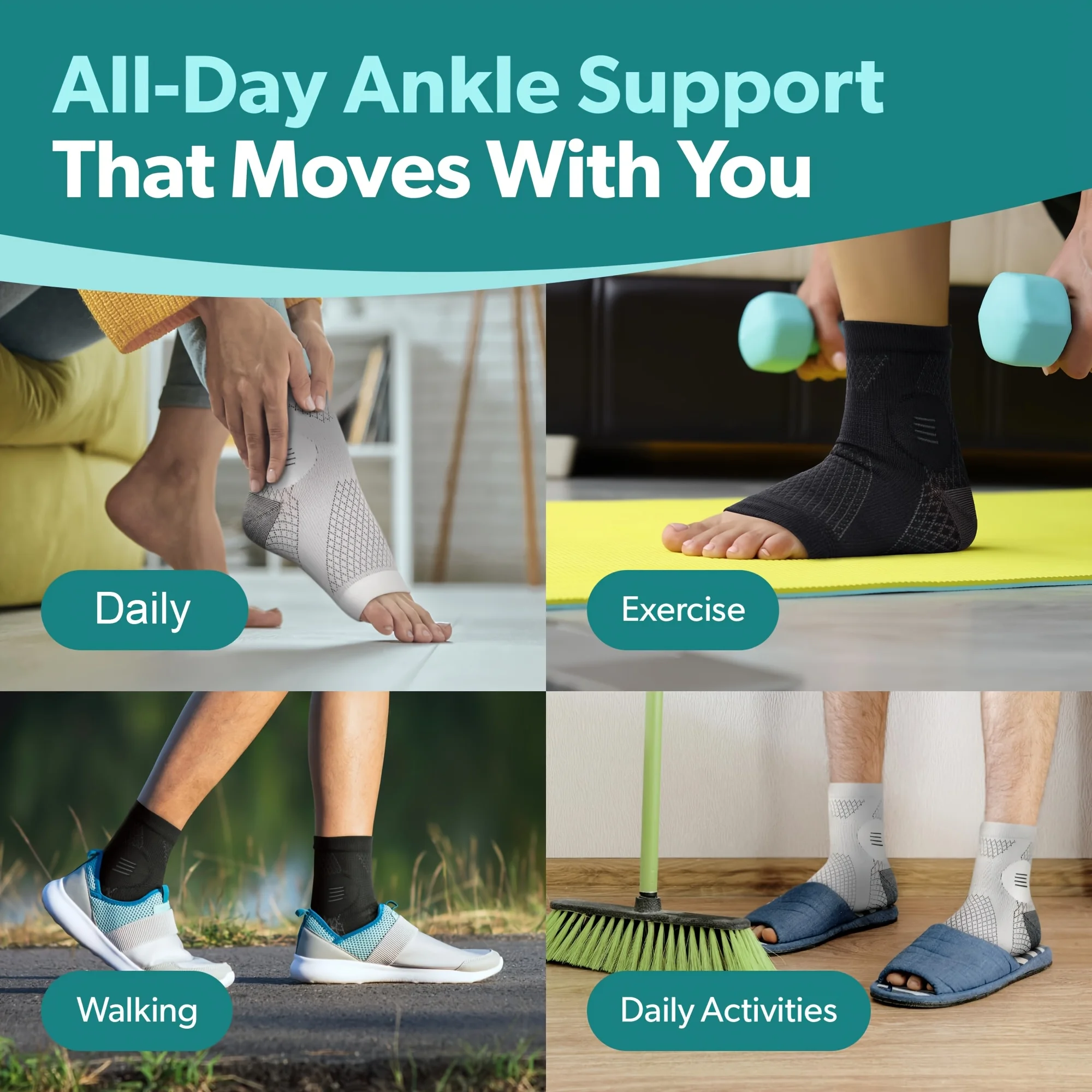 1 par de calcetines de compresión para tobillo, mangas de compresión para pies con soporte para arco y tobillo, calcetines de neuropatía con diseño de punta abierta