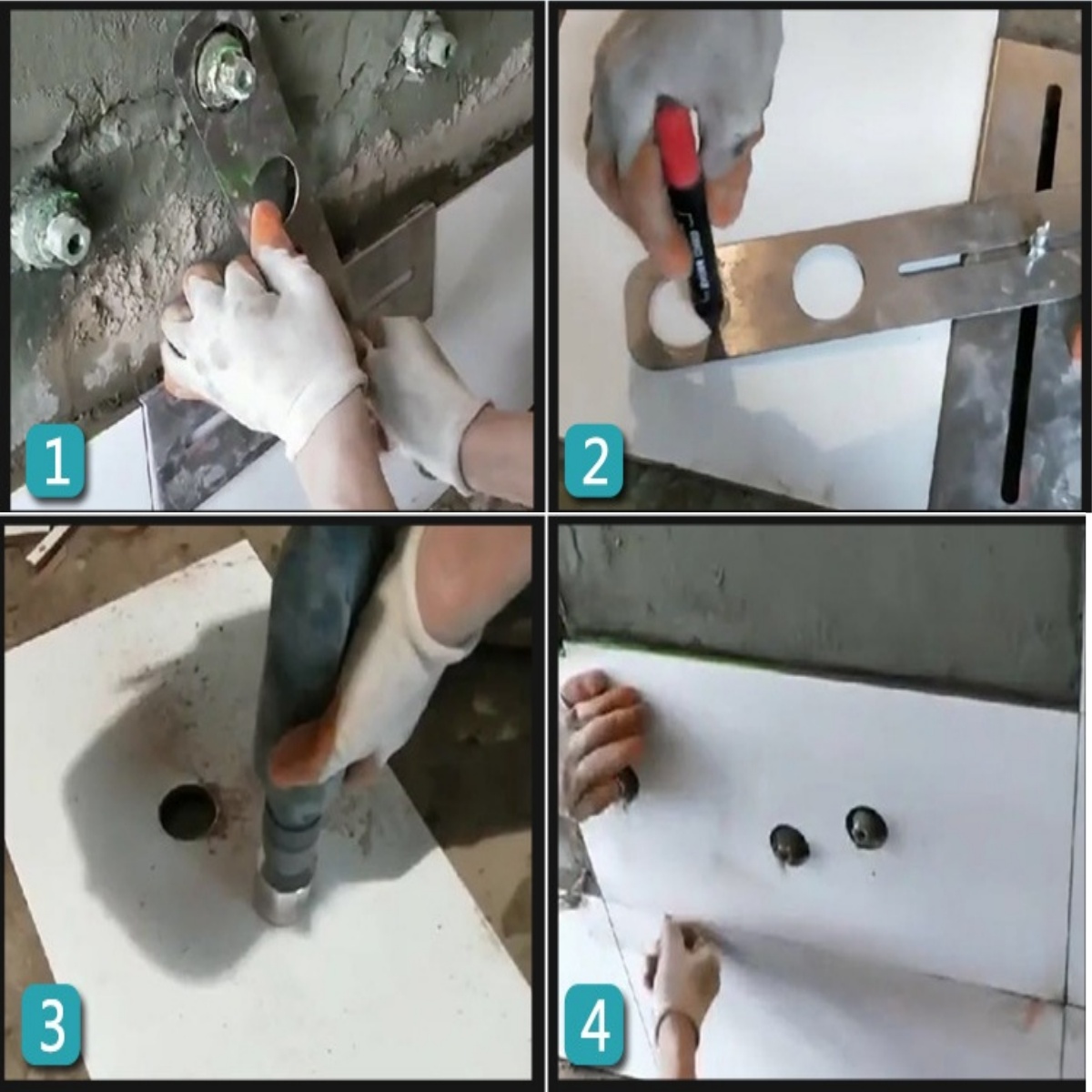 Localizzatore di perforazione per piastrelle in ceramica, strumento di perforazione per punte da trapano per pareti e pavimenti in marmo, strumento di misurazione dell'acqua ed dell'elettricità