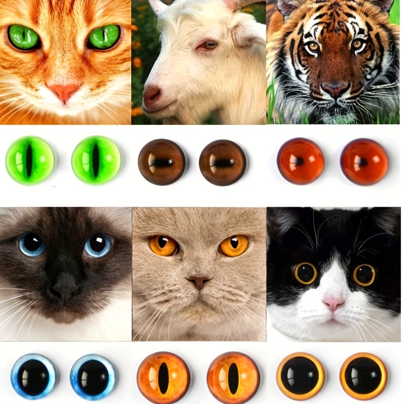 30Pcs Glass Eye for DIY handmade Dolls Animal Cat Dinosaur