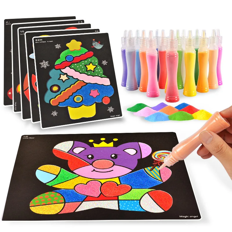 Kleurpoeder Schilderijset DIY Kleurboeken voor kinderen Educatief Veilig Wetenschappelijk Speelgoed Lichtgevend materiaal Stripfiguur Cadeau