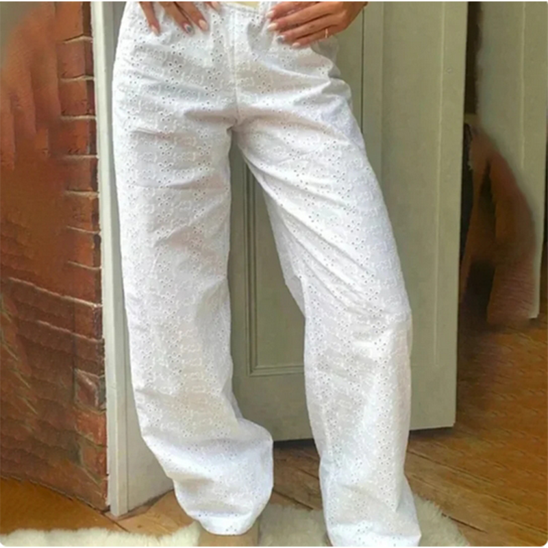 Calça feminina listrada rosa com cintura elástica e bolso, perna reta, solta, casual, confortável, verão, y2k