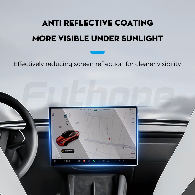 Futhope Tempered Glass Screen Protector For Tesla Model 3 Y Highland 2021-2025 HD Center Control Film Protection