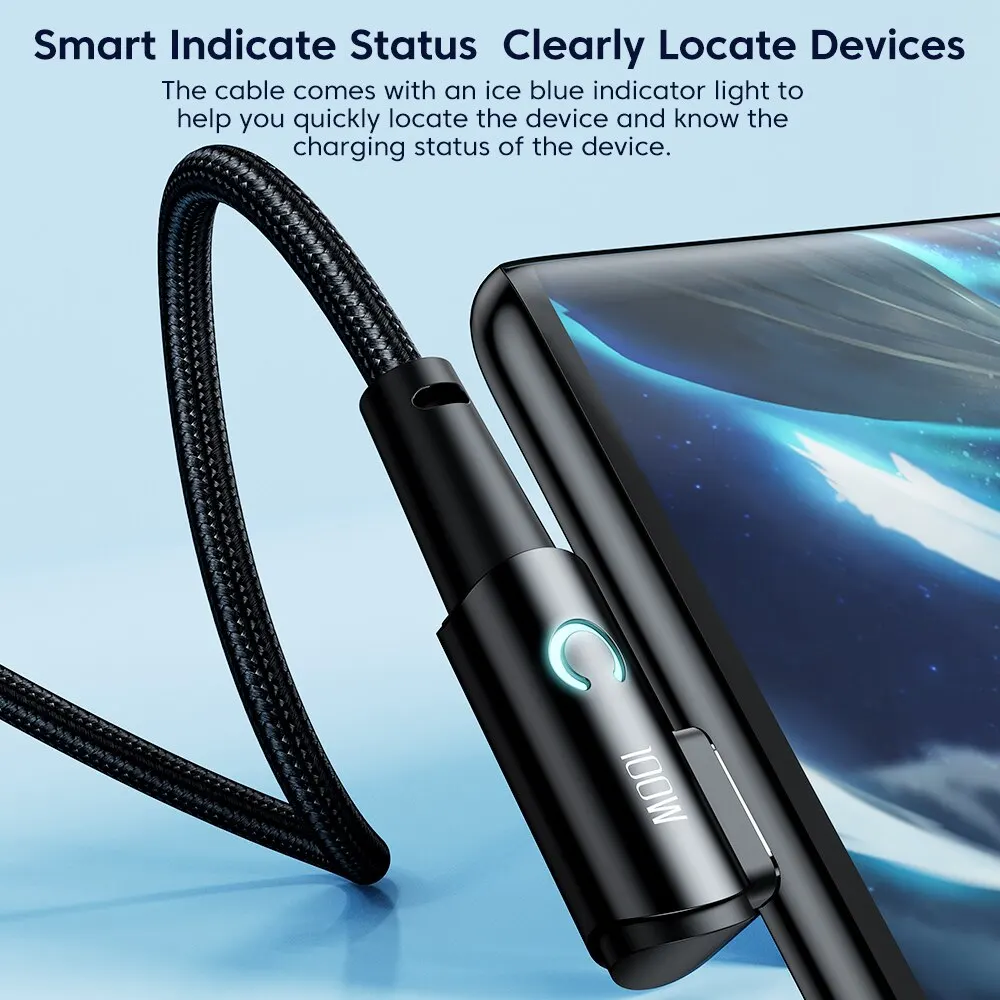 Toocki สาย USB C TO USB C 100W 90องศาสำหรับ iPad MacBook Pro Xiaomi Samsung Huawei ชนิด C ชาร์จเร็วสายวันที่