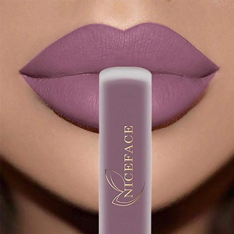 NICEFACE lápices labiales líquidos Nude, brillo de labios mate de terciopelo resistente al agua, Copa antiadherente de larga duración, tinte de labios, pigmento de maquillaje, cosméticos