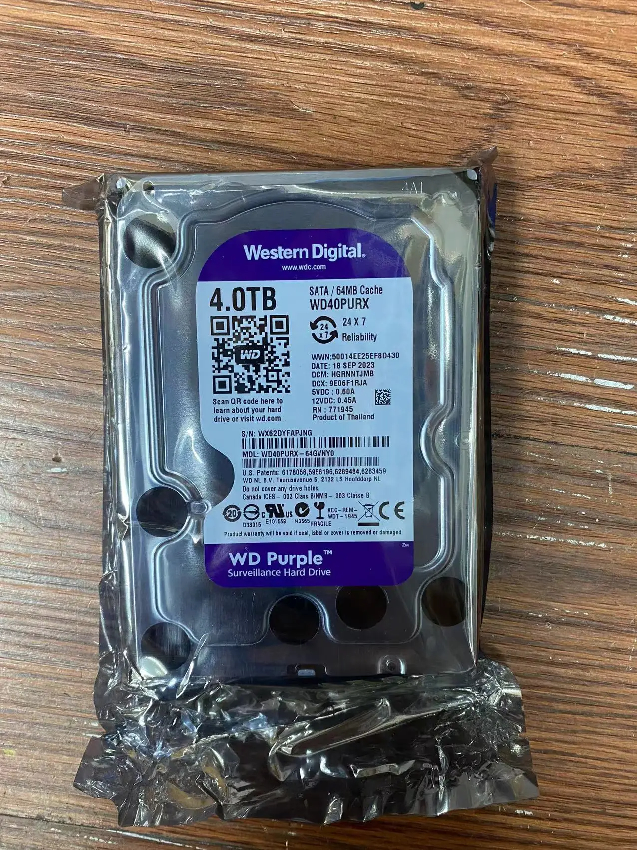 WD Фиолетовый внутренний жесткий диск для наблюдения 3,5 дюйма, 64 МБ кэш-памяти SATA III, 6 Гбит/с, 1 ТБ, 2 ТБ, 4 ТБ, 6 ТБ, жесткий диск HD для видеонаблюдения, видеорегистратора, NVR