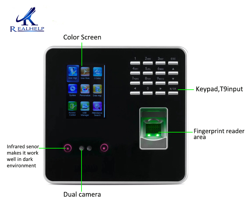 ZKTeco-Face Recognition Fingerprint, Time Attendant Machine, ZK3969