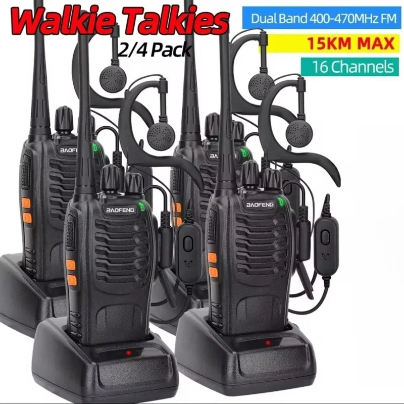 Baofeng BF-888S Walkie Talkie 5W Walkie-Talkie portátil transceptor 16 canales Radio bidireccional de largo alcance para caza