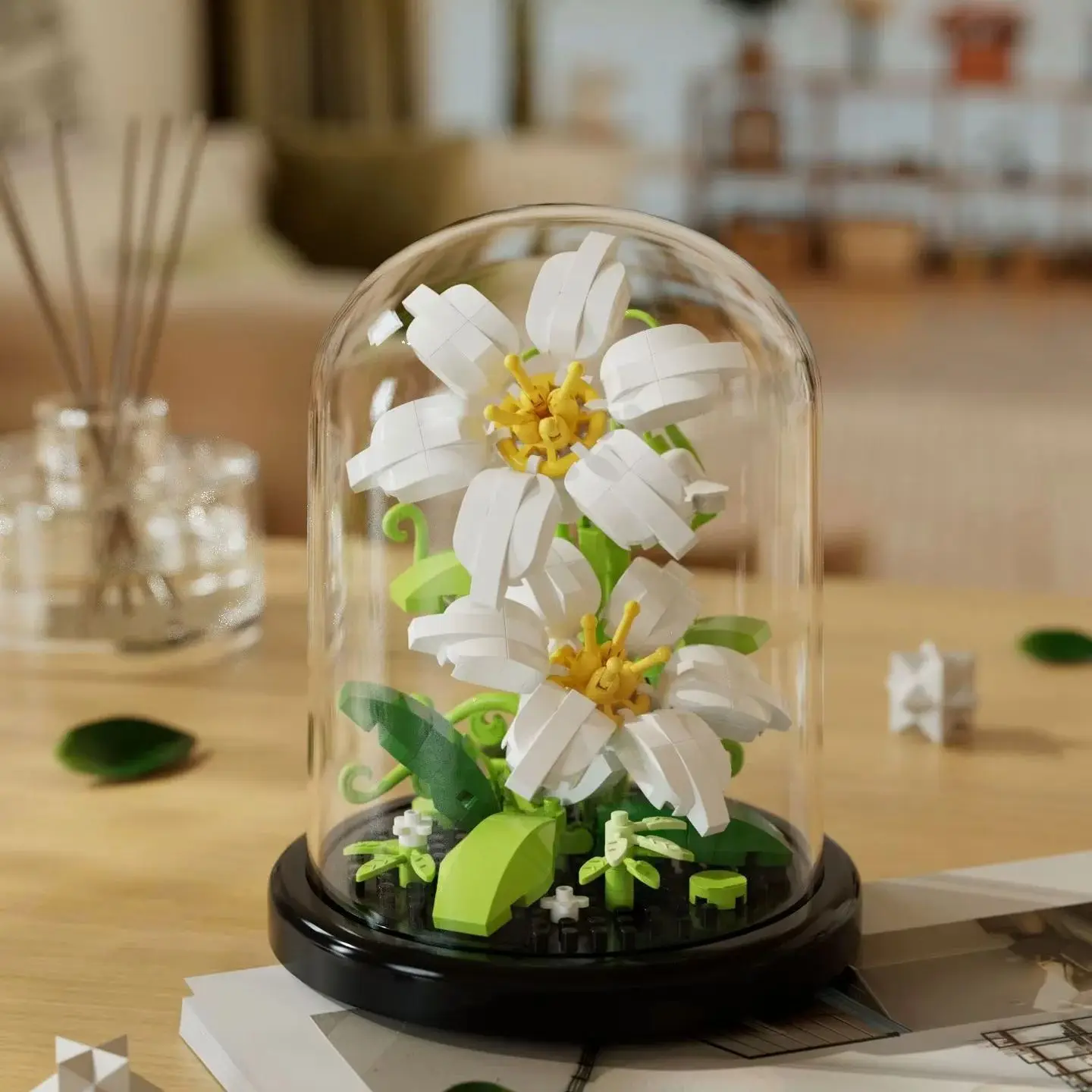Bloemboeket Bonsai Bouwstenen Kunstmatige Plastic Plant Stofkap Micro Model Woondecoratie Speelgoed Voor Kind Verjaardagscadeau