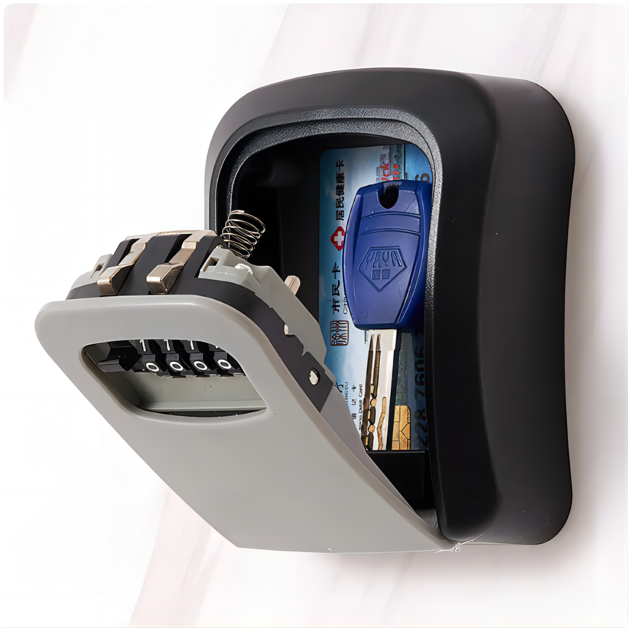 Cerradura de combinación de llaves ABS, caja de almacenamiento de llaves con contraseñas de 4 dígitos, resistente al agua, montada en la pared, fácil de fijar, caja de seguridad para el hogar o la oficina