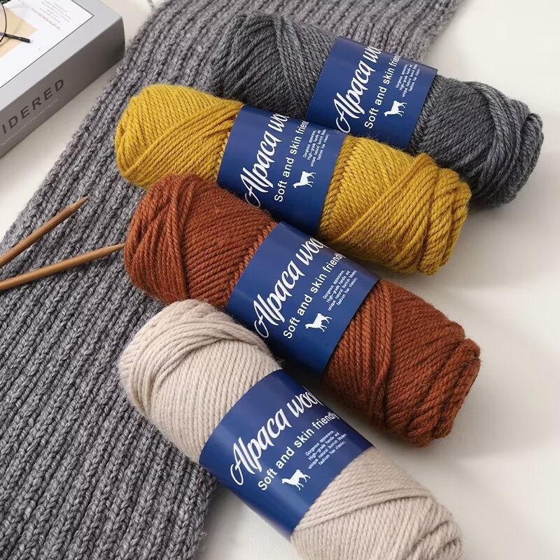 500 g de hilo de lana de alpaca, hilo grueso, tejido a mano para hacer suéteres cálidos y de moda, cortavientos, chaquetas, bufandas, sombreros, hilo