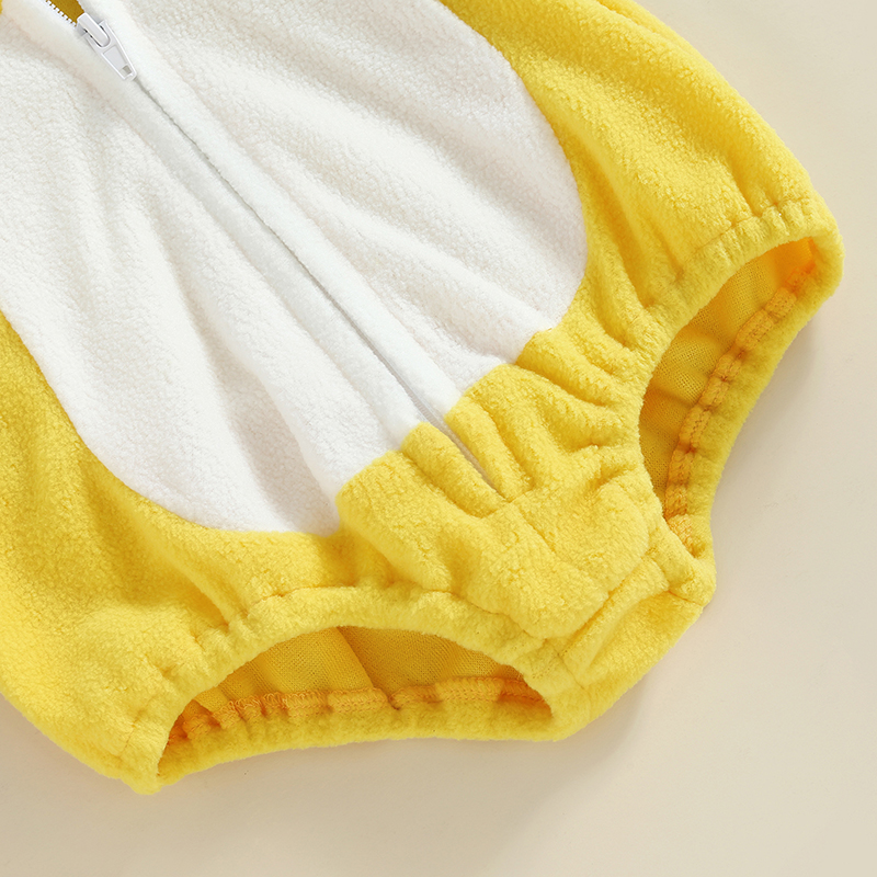 น่ารัก Chick Romper เด็กทารกสาวฮาโลวีนเครื่องแต่งกายสัตว์คอสเพลย์ Hoodie Romper Jumpsuit บอดี้สูทลายขาอุ่น