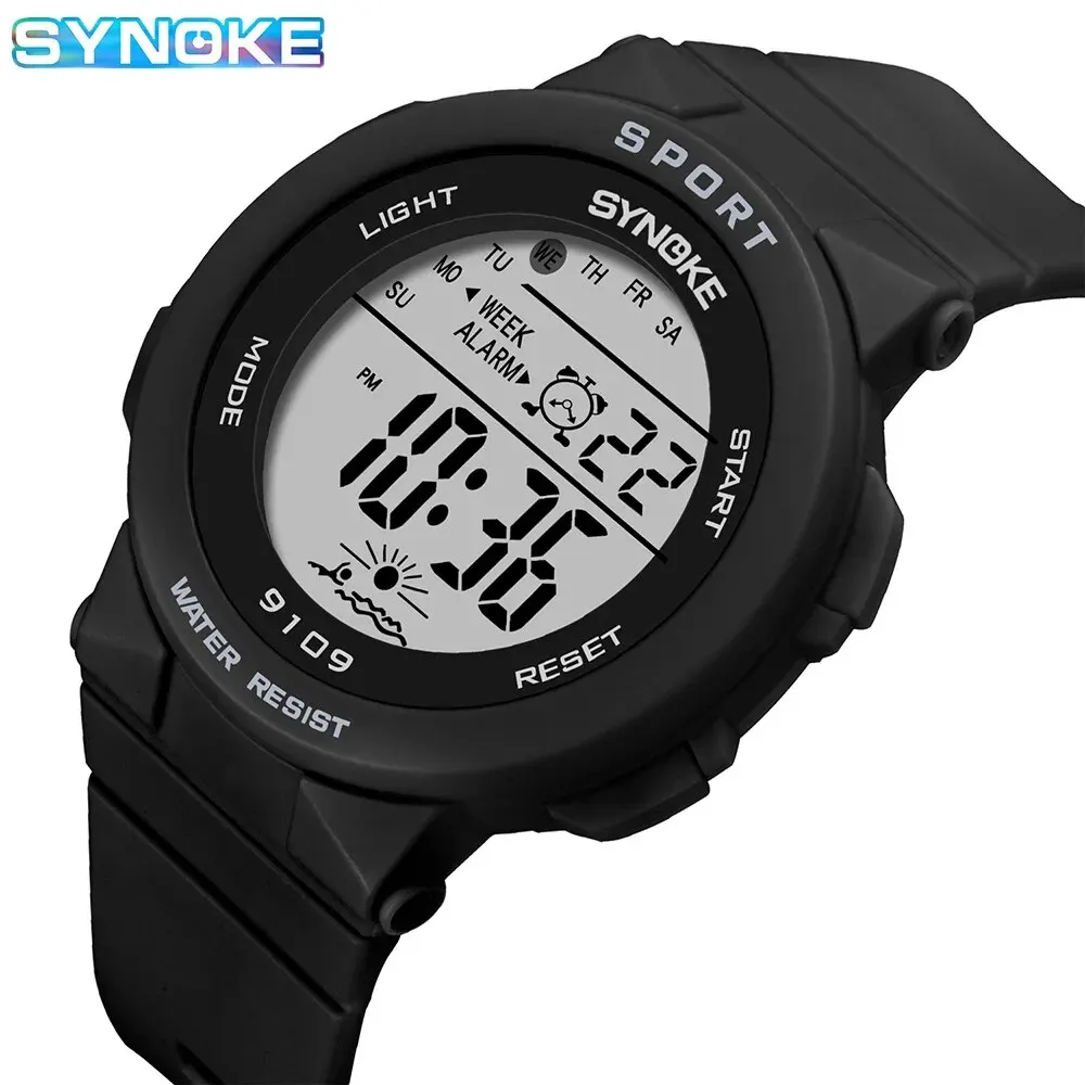 Synoke-キッズスポーツウォッチ、電子、カラフル、防水、50m、デジタル、男の子と女の子向け