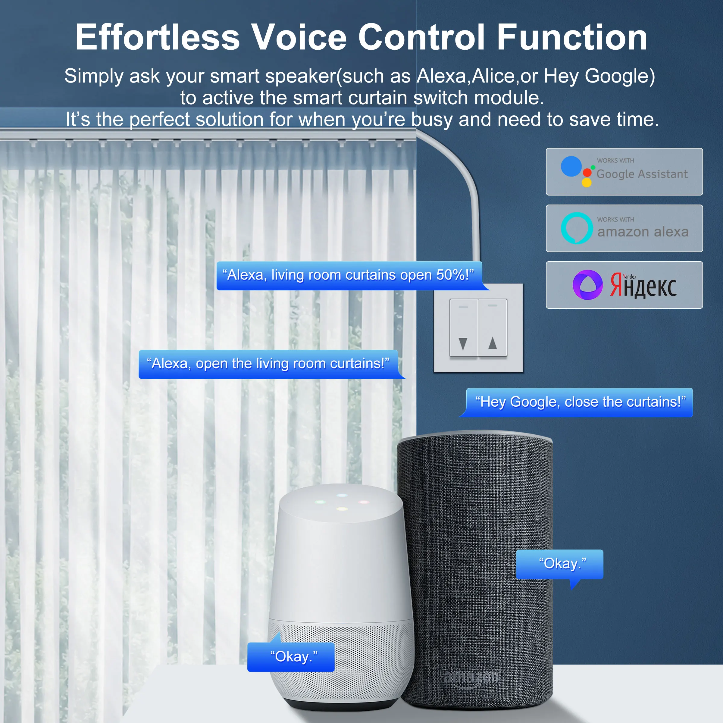 GIRIER Tuya WiFi inteligente RF433 módulo de interruptor de cortina para Motor de persiana enrollable compatible con función de temporizador Alexa Alice Hey Google