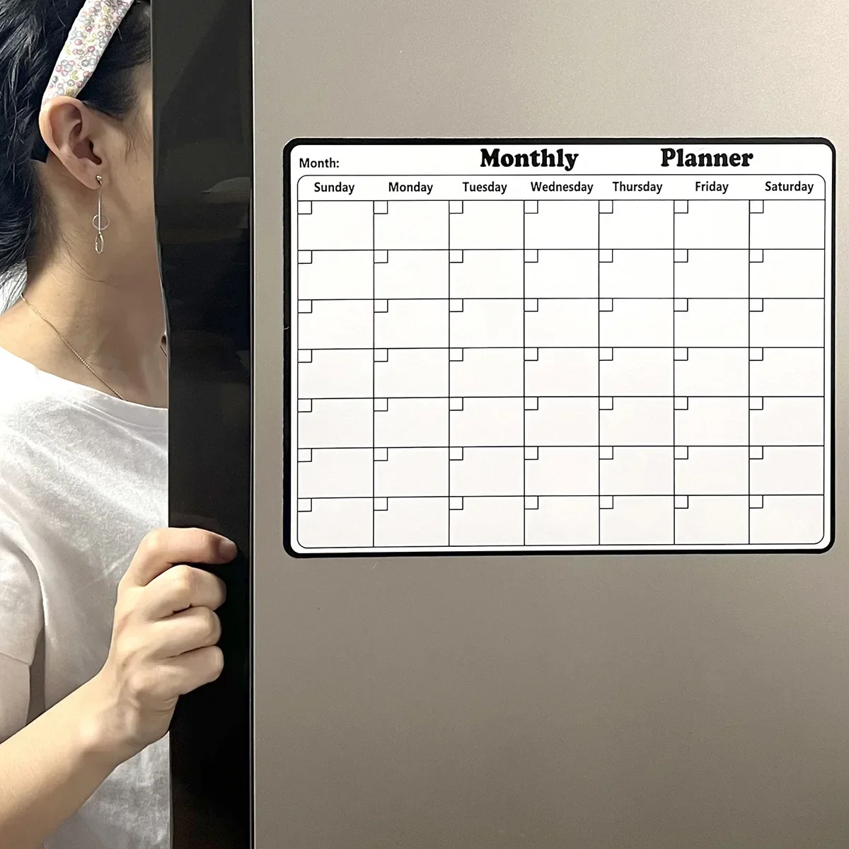 ตู้เย็นแม่เหล็กแห้งลบปฏิทินรายเดือนไวท์บอร์ดบันทึกข้อความ MeMO Pad ปฏิทินผนังอุปกรณ์