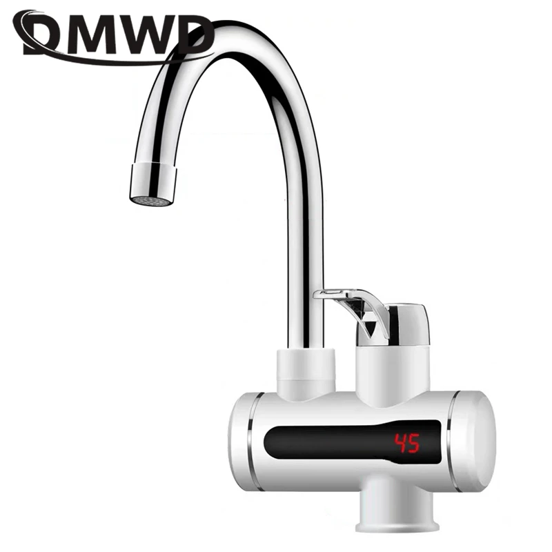 DMWD ทันที Tankless เครื่องทําน้ําอุ่นไฟฟ้าก๊อกน้ําห้องครัวความร้อนทันที Tap เครื่องทําน้ําอุ่นพร้อมจอแสดงผลอุณหภูมิ LED EU
