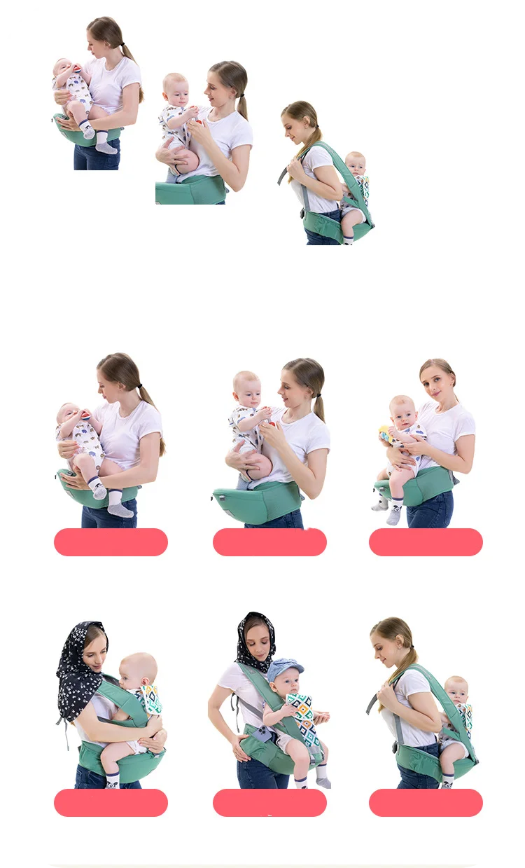 Mochila ergonômica para carregar bebês de 0 a 48 meses, com assento quadril para recém-nascidos, multifuncional, envoltório para cintura, canguru