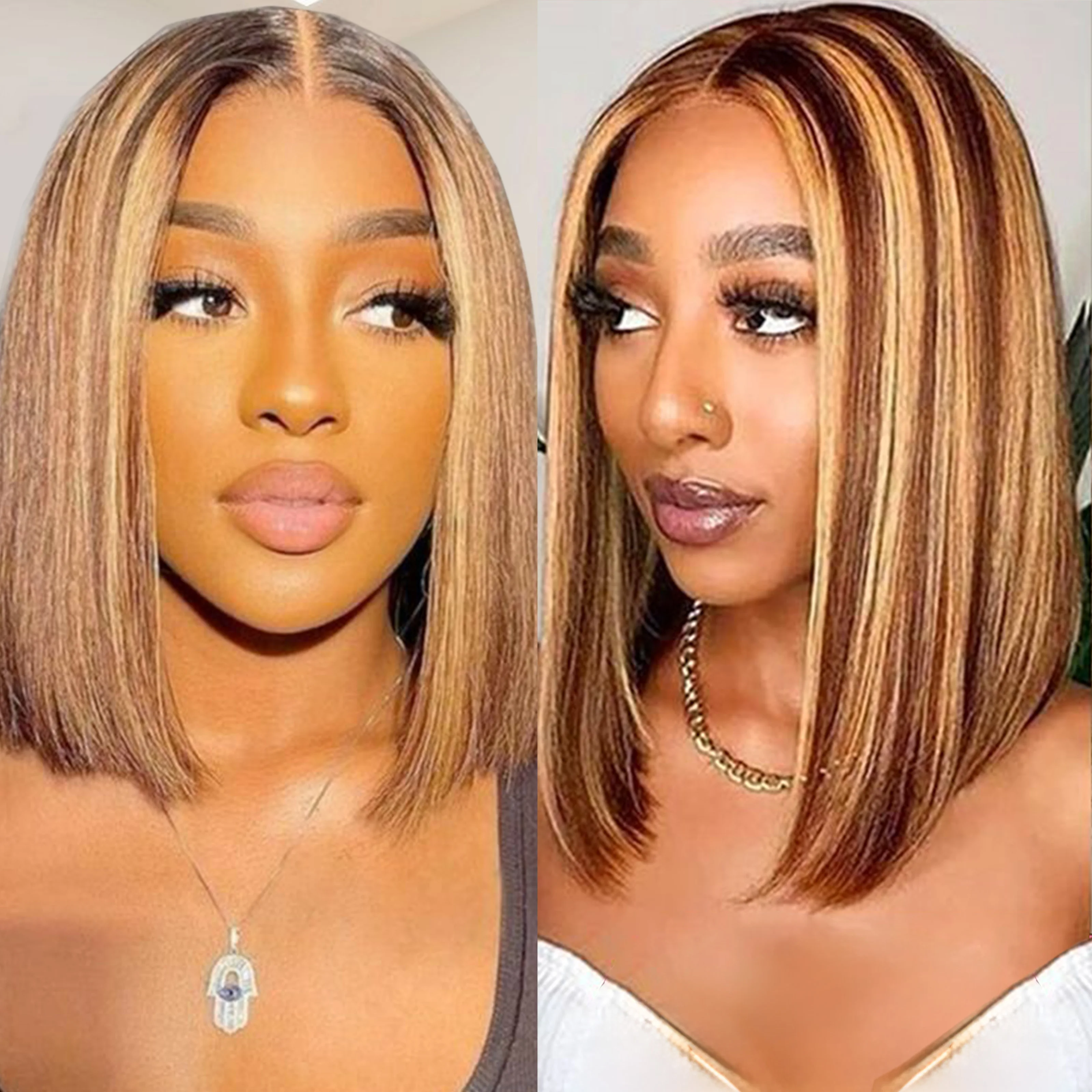 100% perucas de cabelo humano 13x4 laço de cabelo humano peruca frontal pronta usar bob perucas 220 densidade para preto feminino 4/27 cor ouro