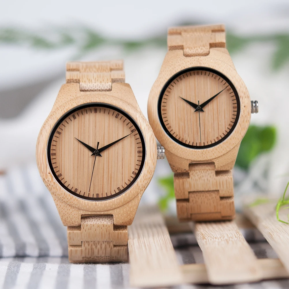 BOBO BIRD Bambus Uhr Männer Frauen Quarz Armbanduhren lässig Paar Holz uhren Uhr Uhren Jubiläums geschenk für ihn Brauch
