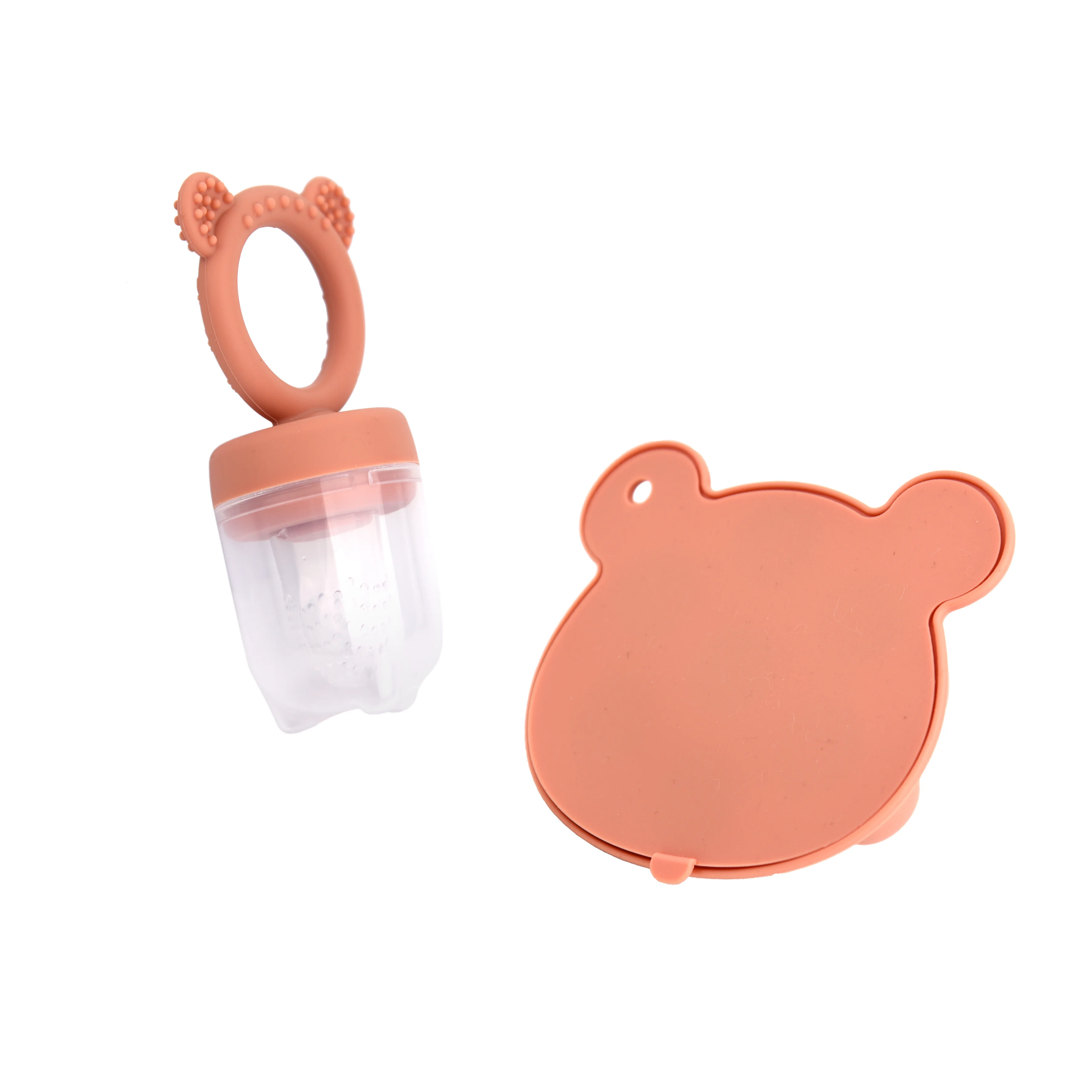 Mais recente design animal urso conjunto alimentador de frutas leite materno freezer bandeja comida sopa silicone freezer bandeja silicone picolé molde
