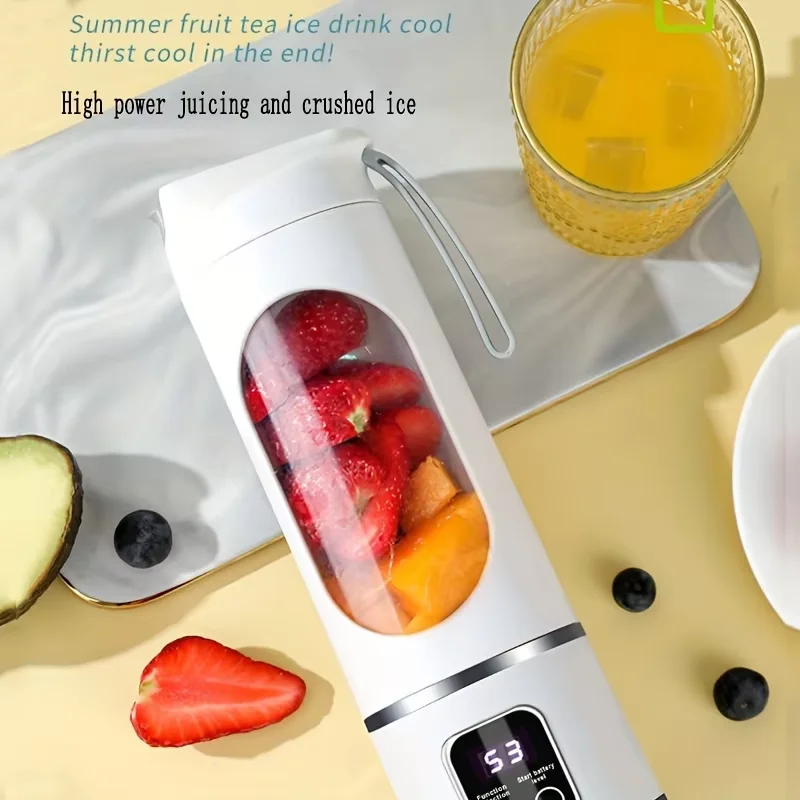 10개의 칼날을 가진 휴대용 과일 주서기 450ml 용량 3단계 USB 충전식 블렌더 아이스 크러셔 쉐이크 및 스무디용 주서기 컵