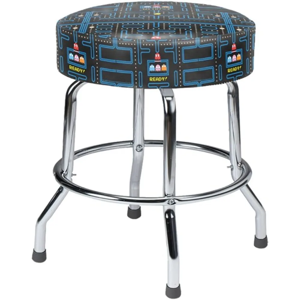 19" Pac Man Arcade Game Cocktail Table Swivel Bar Stools - Set of Two