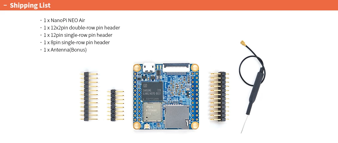 NanoPi Neo Air LTS 512M RAM/8G eMMC YoungSunTek Allwinner Quad CortexA7, 1,2 ГГц, OpenWRT, Wi-Fi и BT Ubuntu Linux Armbian DietPi Kali