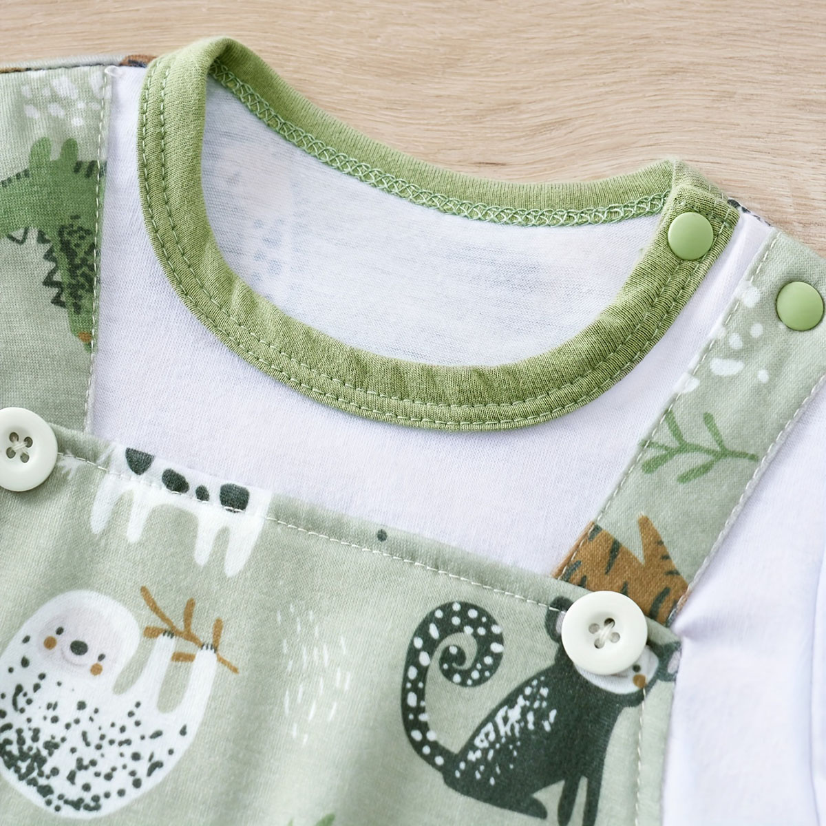 IURNXB Schattige baby dierentuin dierenprint romper voor jongen pasgeboren baby faux tweedelige bodysuit met korte mouwen casual speelkleding