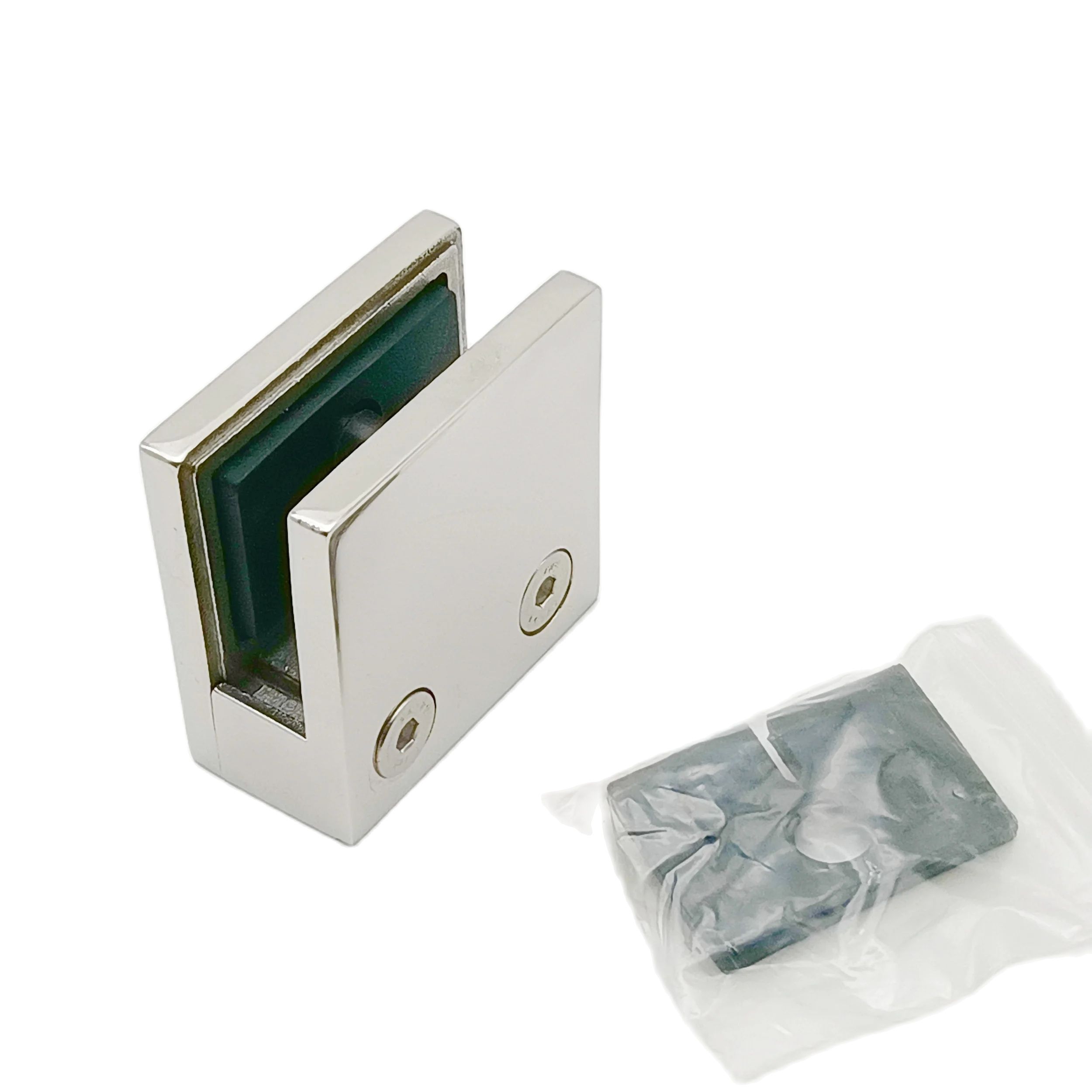 Treppenglasgeländer aus Edelstahl 316, 8–12 mm, quadratische Glasklemme für flache Oberflächen im Spiegel oder satiniert polierter Oberfläche