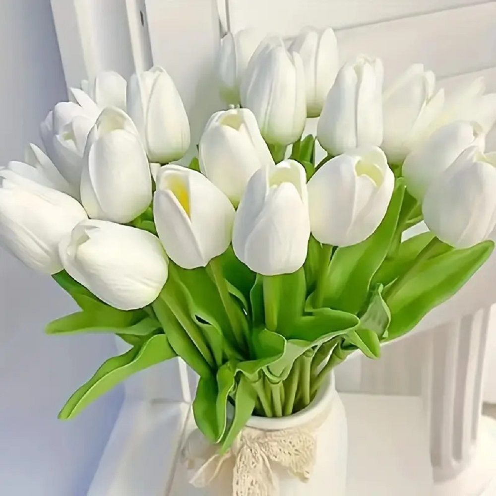10PCS Artificial Tulips Flower Realistic Touch Tulip Flowers Fake Tulips Flowers for Home Table Vase Decor Wedding DIY Bouquet