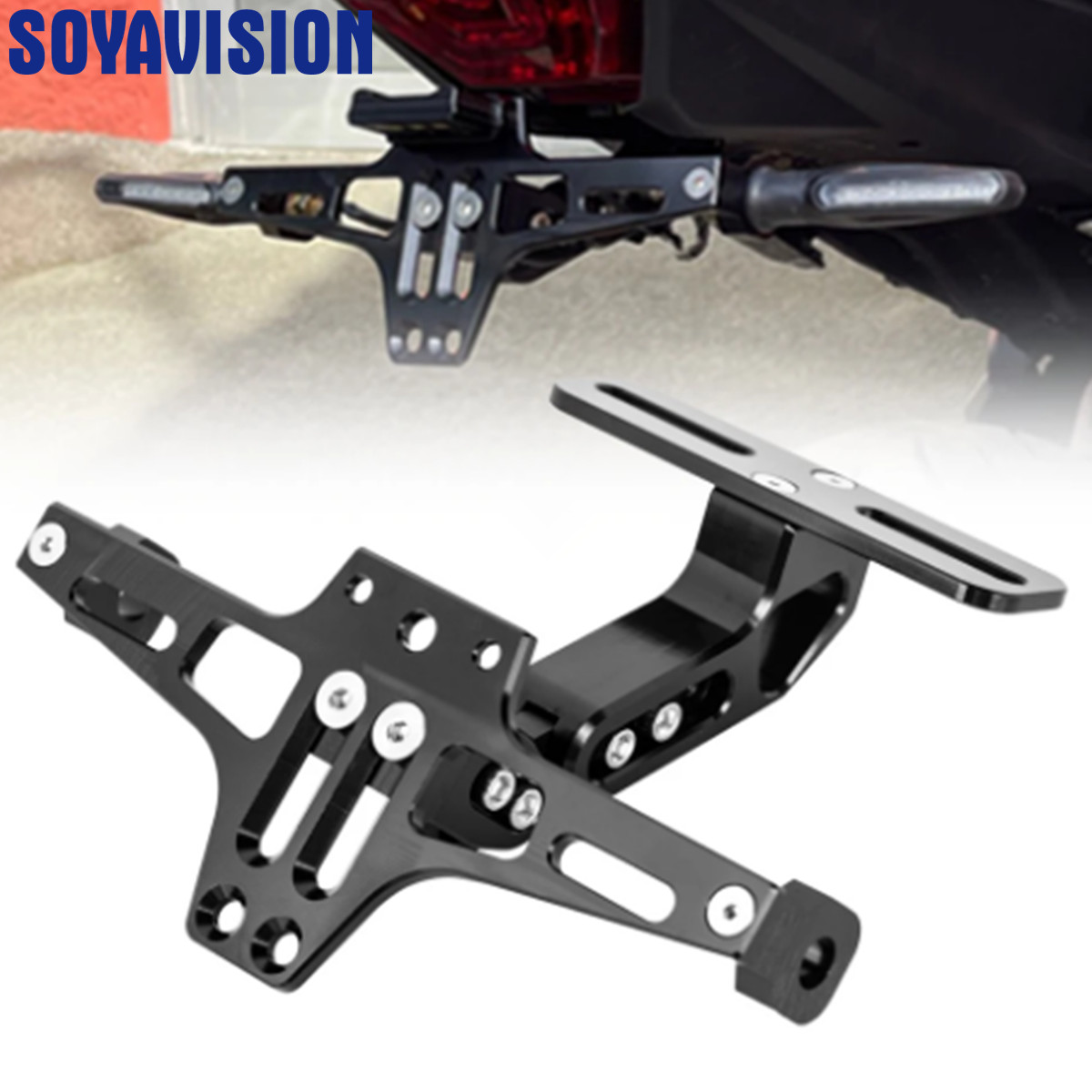Suporte universal para placa de identificação de motocicleta, suporte para placa de identificação com luzes de seta para yamaha mt07 kawasaki z800 honda bmw